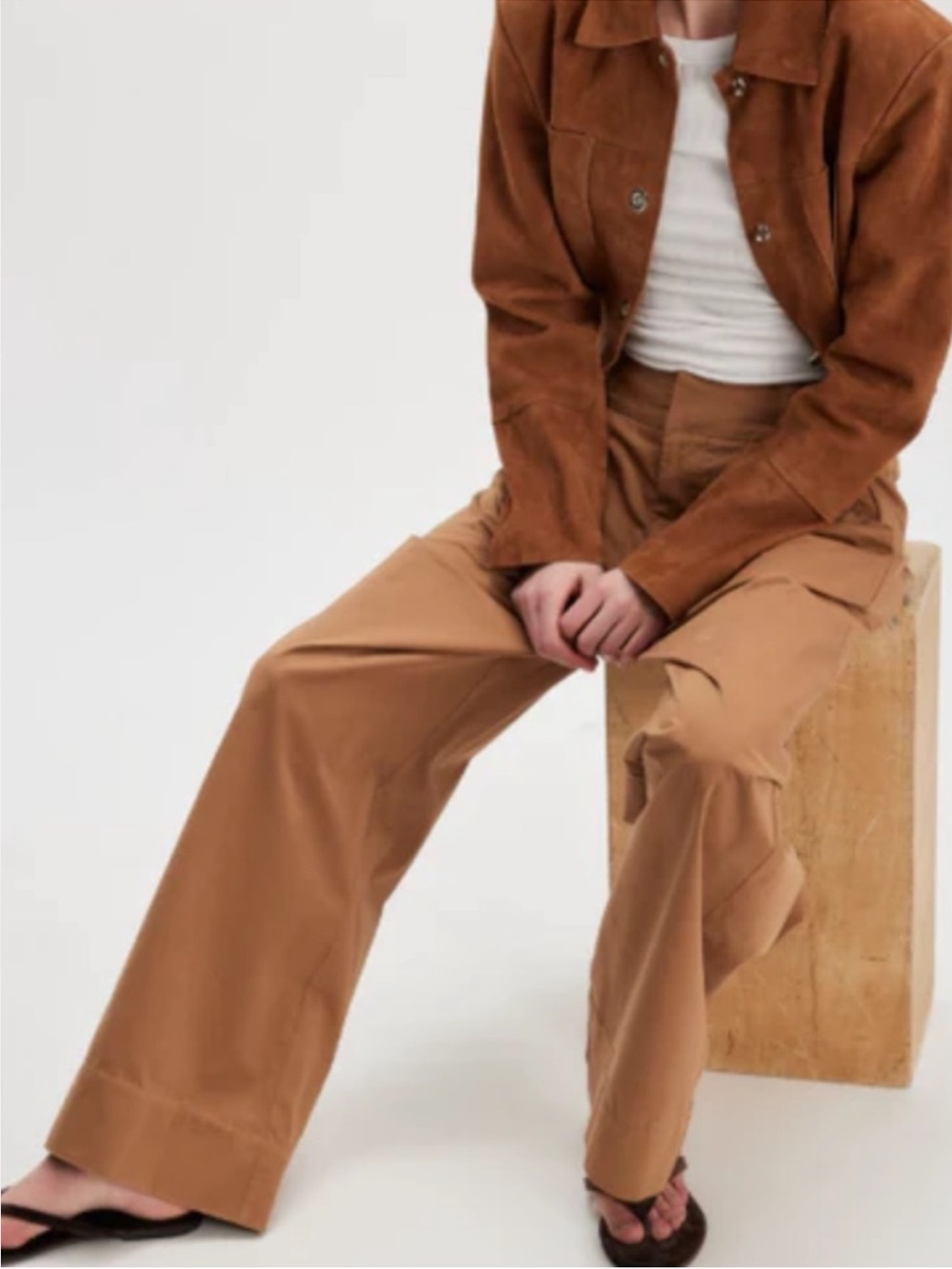 NWT Free People Wide Leg Buckle Back Pants Tobacco Brown Size 12 Retail $148.00 - Picture 3 of 15